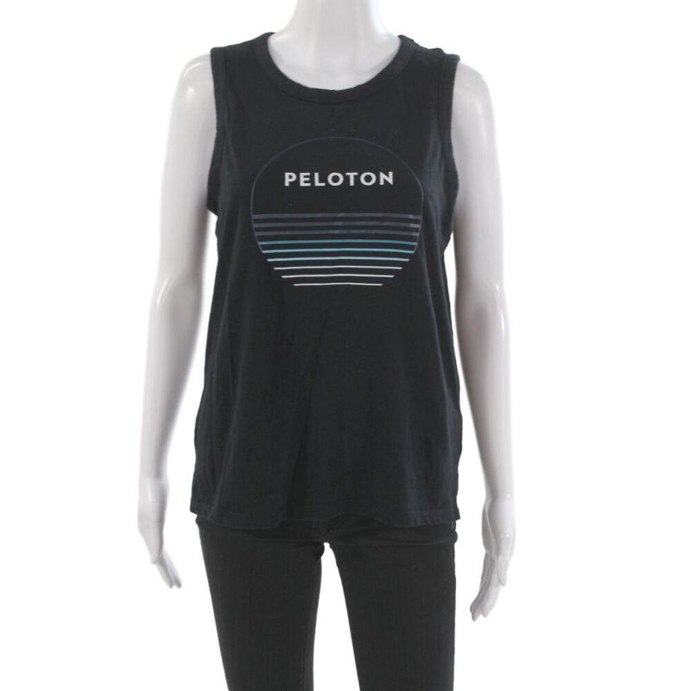 Peloton Womens Cotton Round Neck Sleeveless Tank Black Size XS
